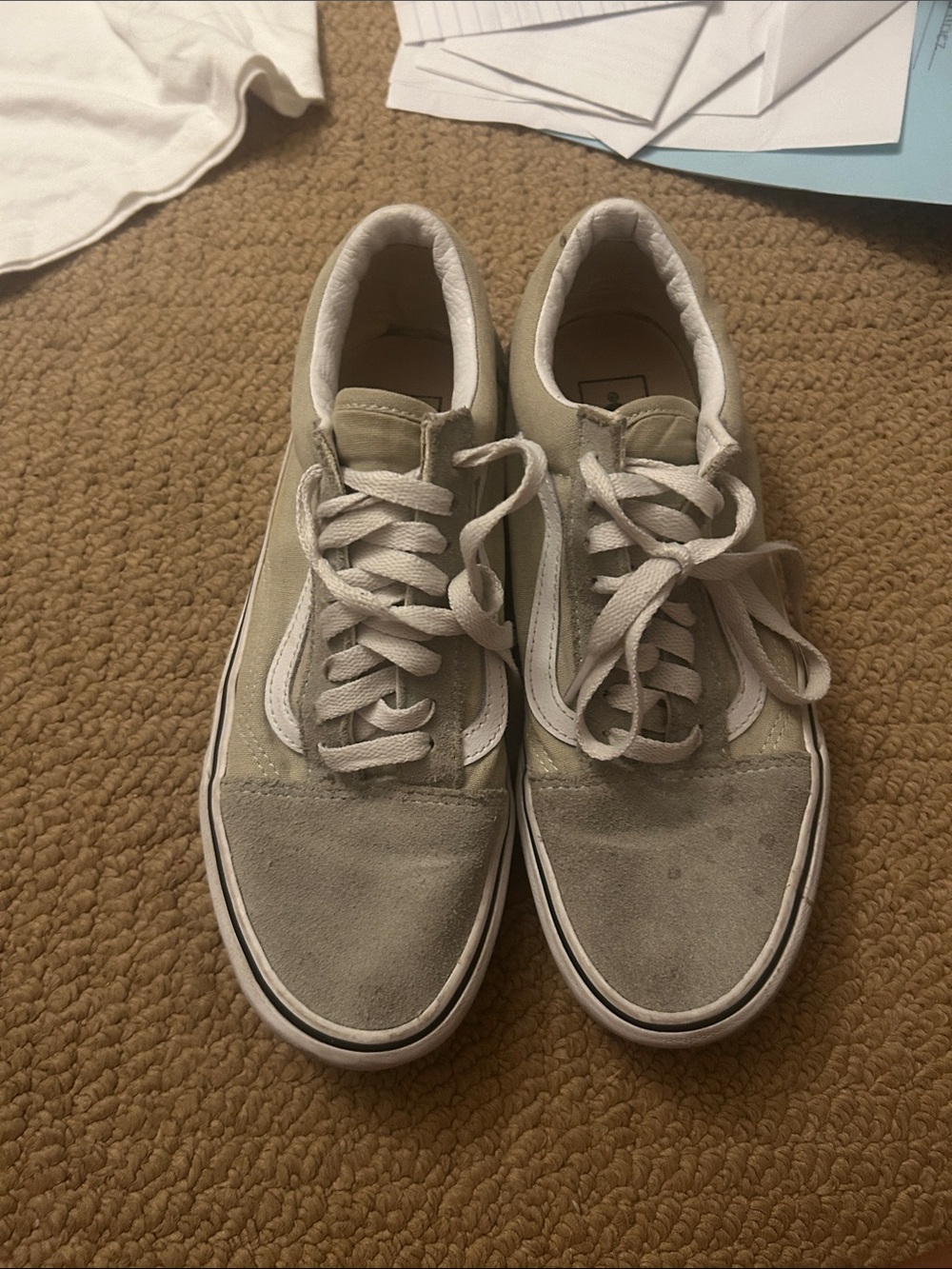 Vans Low-Top Suede & Canvas Sneakers in Light Gray and White